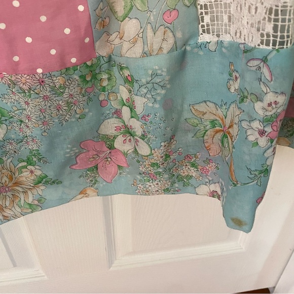 Vintage Chessa Davis Patchwork Floral Lace Polka Dot Prairie Skirt Boho Hippie - Picture 9 of 17